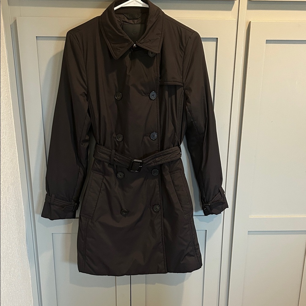 Massimo Dutti Double-Breasted Black Trench Coat